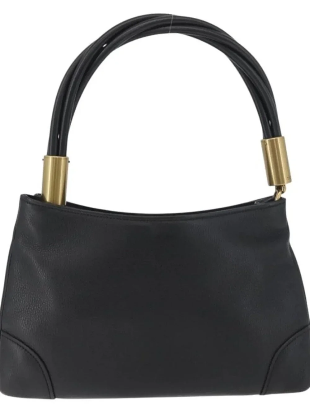 GUCCI Shoulder Bag Leather Black Gold 108964 Auth